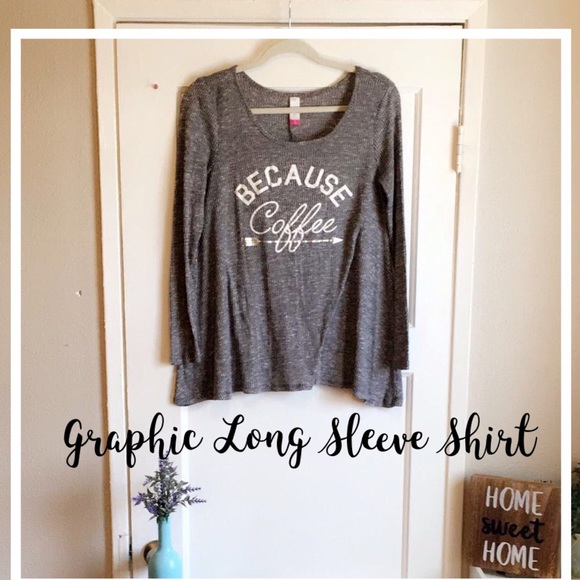 Tops - Graphic Gray Long Sleeve T-Shirt